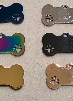 Personalized Bone-Shaped Dog Tag with Paw Cutout