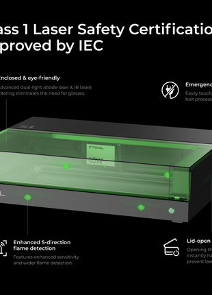 xTool S1 + 1064nm IR Laser Kit: Enclosed Diode Laser Engraver & Cutter