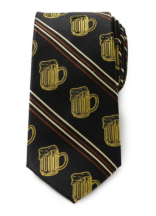 Beer Aficionado Black Striped Mens Tie