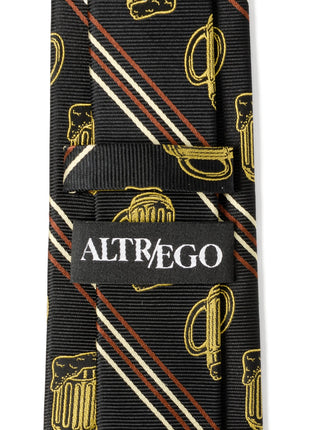 Beer Aficionado Black Striped Mens Tie