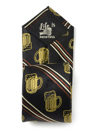 Beer Aficionado Black Striped Mens Tie