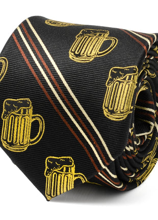 Beer Aficionado Black Striped Mens Tie