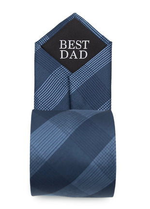 Best Dad Plaid Dark Blue Men's Tie