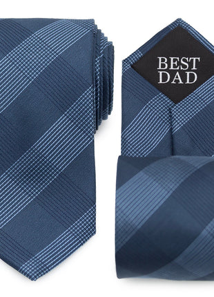 Best Dad Plaid Dark Blue Men's Tie