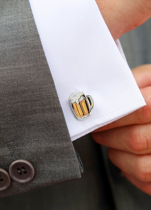 Beer Hidden Message Silver Cufflinks