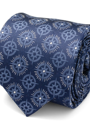 Compass Hidden Message Navy Blue Men's Tie