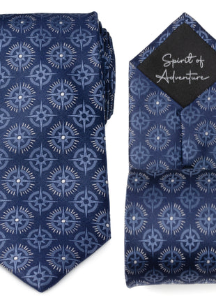 Compass Hidden Message Navy Blue Men's Tie