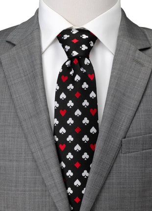 Card Suits Vegas Hidden Message Black Men's Tie