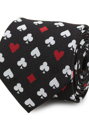 Card Suits Vegas Hidden Message Black Men's Tie