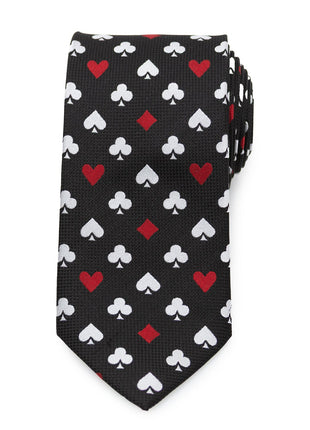 Card Suits Vegas Hidden Message Black Men's Tie