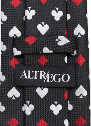 Card Suits Vegas Hidden Message Black Men's Tie