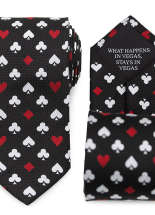 Card Suits Vegas Hidden Message Black Men's Tie