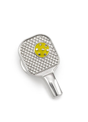Pickleball Racket Silver Lapel Pin