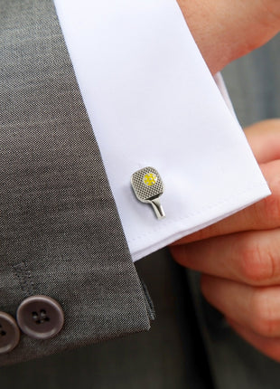 Pickleball Racket Silver Cufflinks