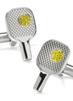 Pickleball Racket Silver Cufflinks