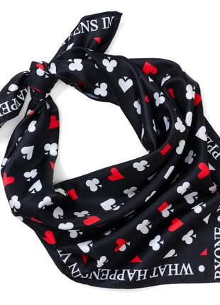 Satin Card Suits Vegas Black Scarf