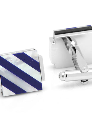 Floating Mother of Pearl Striped Cufflinks