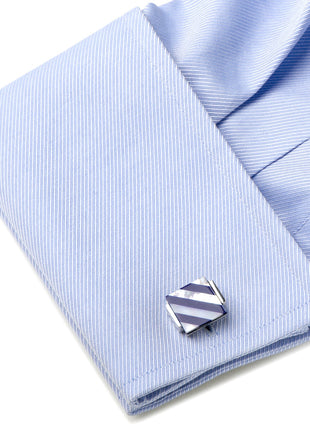 Floating Mother of Pearl Striped Cufflinks