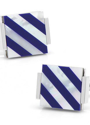 Floating Mother of Pearl Striped Cufflinks
