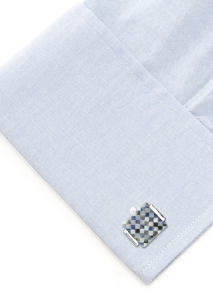 Floating Mother of Pearl Checkered Cufflinks