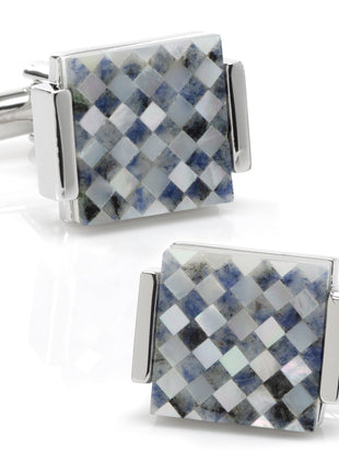 Floating Mother of Pearl Checkered Cufflinks