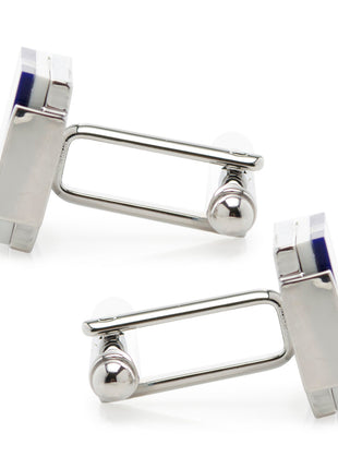 Mother of Pearl and Lapis Blue Windmill Square Cufflinks
