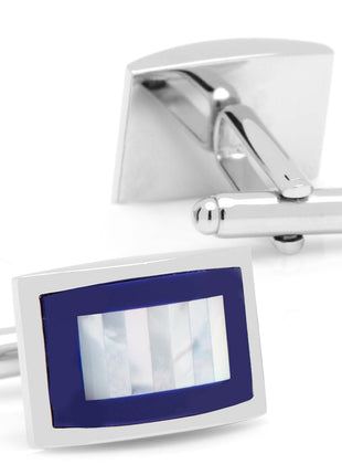 Mother of Pearl and Lapis Blue Key Cufflinks