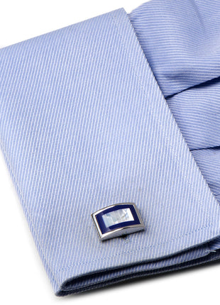 Mother of Pearl and Lapis Blue Key Cufflinks
