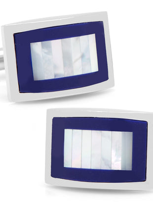 Mother of Pearl and Lapis Blue Key Cufflinks