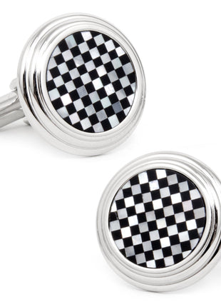 Onyx and Mother of Pearl Checker 5-Stud Set