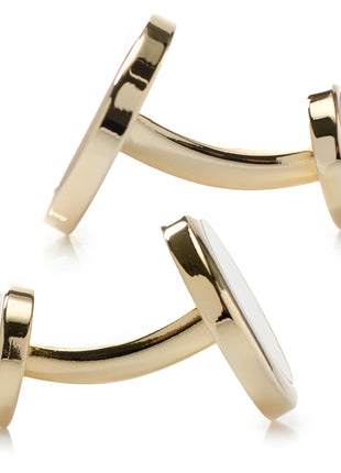 Double Sided Gold Mother of Pearl Round Beveled Cufflinks
