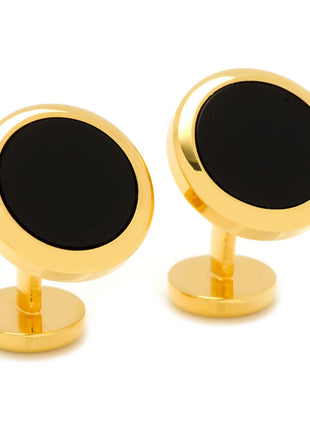Double Sided Gold Onyx Round Beveled 5-Stud Set