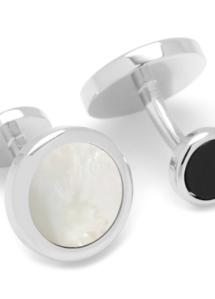 Double Sided Mother of Pearl Round Beveled Cufflinks