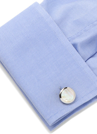 Double Sided Mother of Pearl Round Beveled Cufflinks