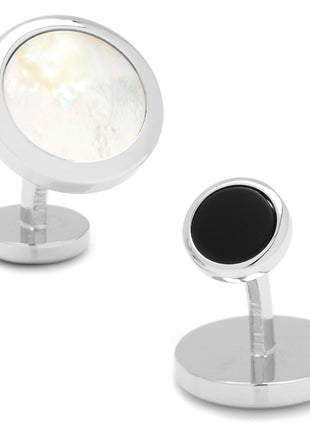 Double Sided Mother of Pearl Round Beveled Cufflinks
