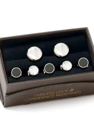 Double Sided Mother of Pearl Round Beveled 5-Stud Set