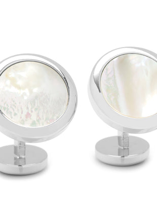 Double Sided Mother of Pearl Round Beveled Cufflinks