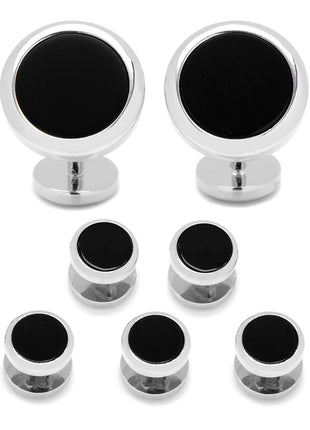 Double Sided Onyx Round Beveled 5-Stud Set