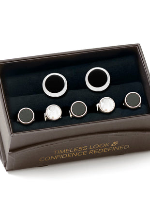 Double Sided Onyx Round Beveled 5-Stud Set