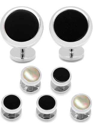 Double Sided Onyx Round Beveled 5-Stud Set