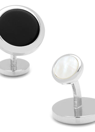 Double Sided Onyx Round Beveled Cufflinks