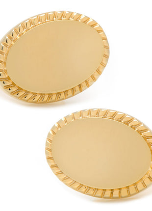 14K Gold Plated Rope Border Oval Engravable Cufflinks