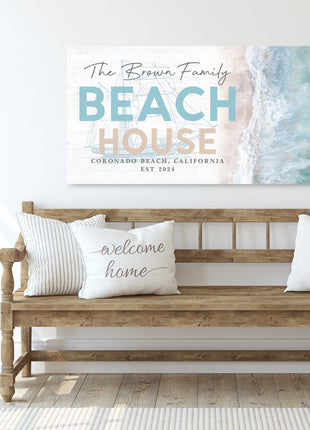Custom Beach House Sign, Family Beach House Sign