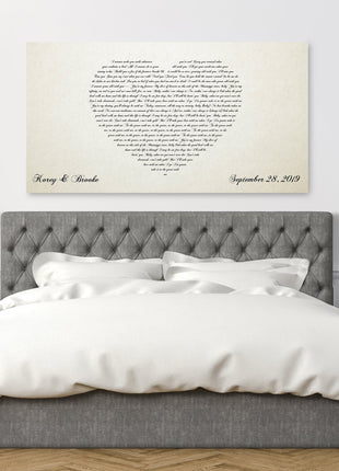 Ivory Heart Words Canvas - 14 Anniversary Gift