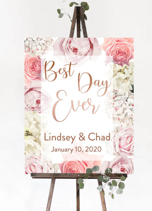 Best Day Ever - Vertical Wedding Welcome Sign