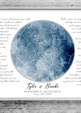 Watercolor Custom Star Map