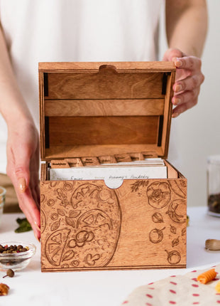 Wooden Recipe Box – Pizza Lovers Edition