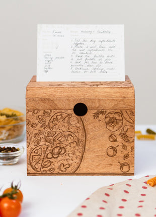 Wooden Recipe Box – Pizza Lovers Edition