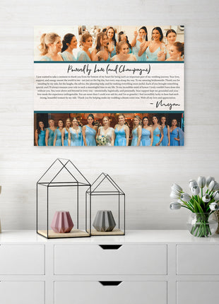 Bridesmaid & Maid of Honor Photo Canvas • Custom Thank You Gift