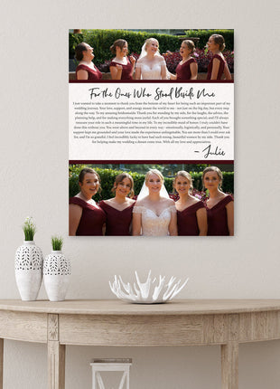 Bridesmaid & Maid of Honor Photo Canvas • Custom Thank You Gift